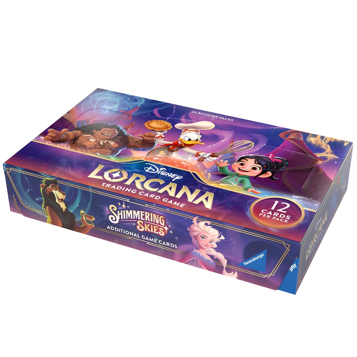 Ravensburger- Shimmering Skies Booster Pack 24 CT. Lorcana Juego de Cartas, Color Multicolor, 9 x 1 x 17 cm (11098455)