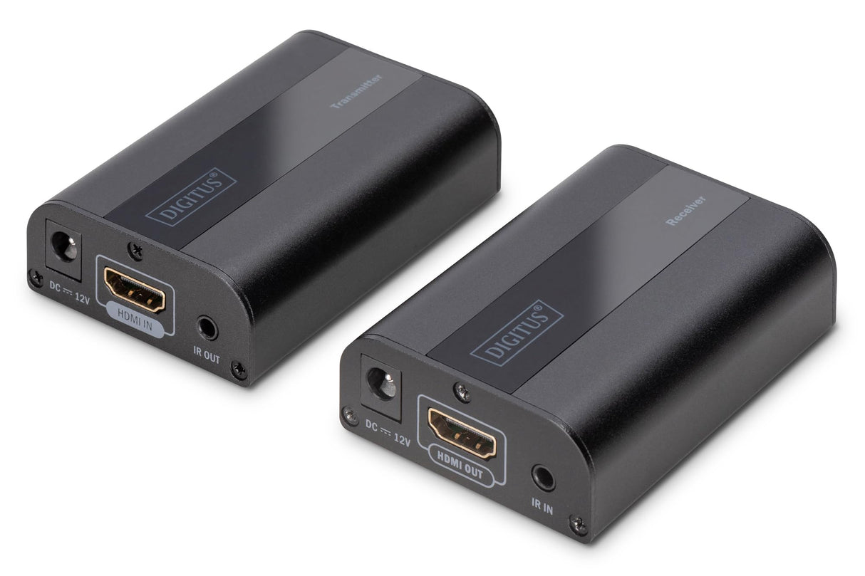DIGITUS DS-55204 Extensor HDMI - UHD 4K 60 Hz - 70 m mediante cable LAN - Set: Transmisor y Receptor - IR Infrarrojos - HDCP 2.2