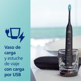 Philips Sonicare DiamondClean 9000 cepillo dental eléctrico, cepillo dental sónico con aplicación, sensor de presión, 4 modos de cepillado, 3 niveles de intensidad, negro, modelo HX9911/09
