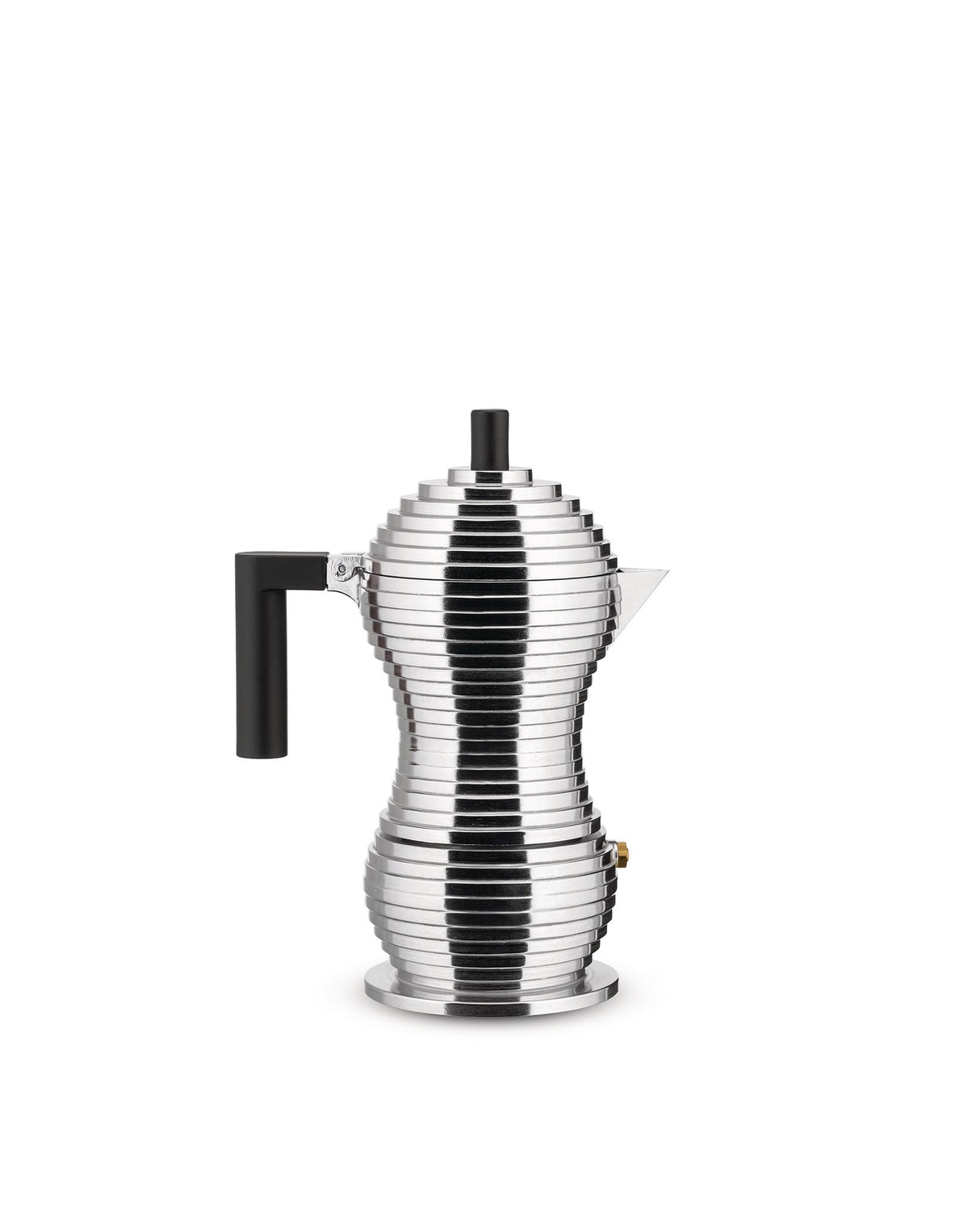 Alessi Pulcina MDL02/3BFM - Cafetera Espresso de Diseño, Mango y Pomo PA, Aluminio Fundido para Placa de Inducción, 3 Tazas, Negro