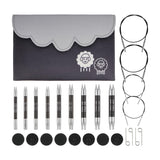 KnitPro Karbonz Kit de Agujas Intercambiables - Pares de Alfileres Circulares de 9x10 con Accesorios Karbonz Deluxe Set para Principiantes, Profesionales y Caja de Regalo