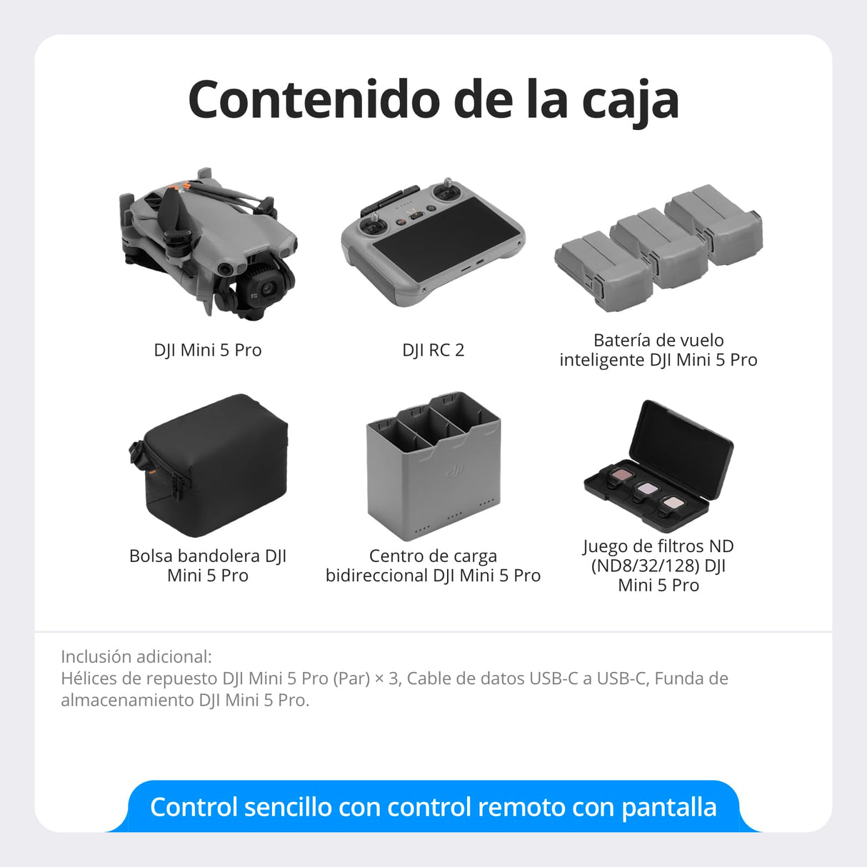 DJI Mini 5 Pro Fly More Combo with DJI RC 2 and DJI Care 1 Year, 4K Drone for Beginners, Camera Drone, 1 Inch CMOS, Obstacle Detection, ActiveTrack 360°, C0