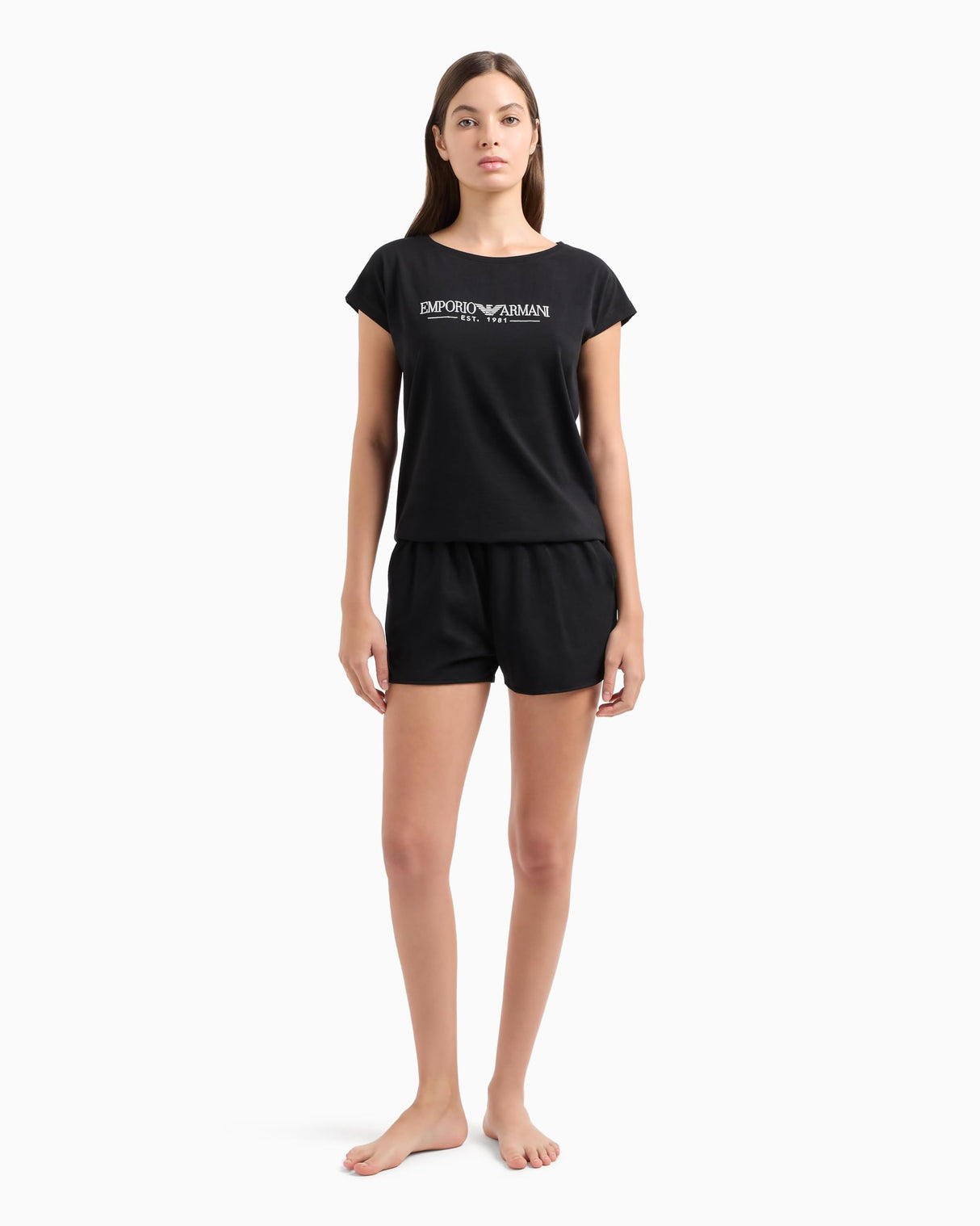 Emporio Armani Short Pajamas Set Juego de Pijama, Negro, S para Mujer
