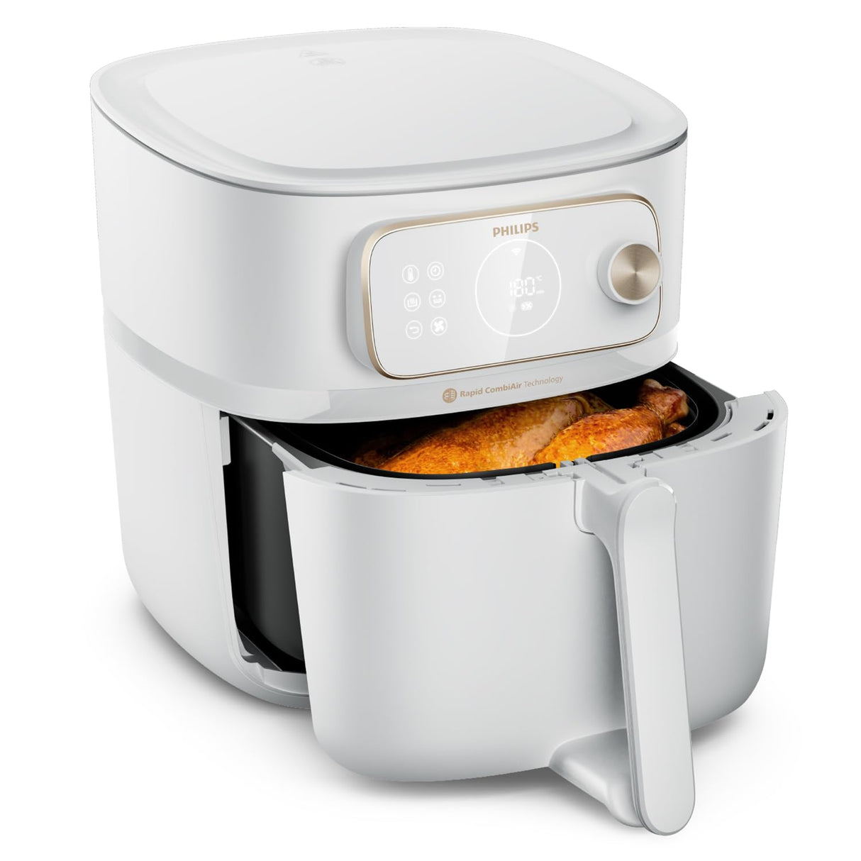 Philips Airfryer Combi Serie 7000 XXL - 8,3 L (2 kg), 22 en 1 Airfryer, Conexión WiFi, 99% menos grasa Añadida** con Rapid CombiAir, Aplicación HomeID, Blanco (HD9876/20)