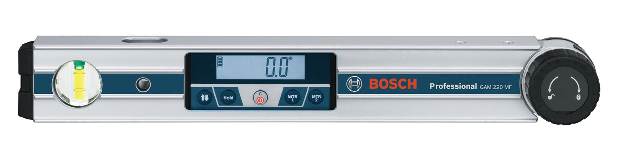 Bosch Professional Medidor digital de ángulos GAM 220 MF (cálculo de ángulos de inglete, margen de medición: 0 - 220º, longitud: 40 cm)