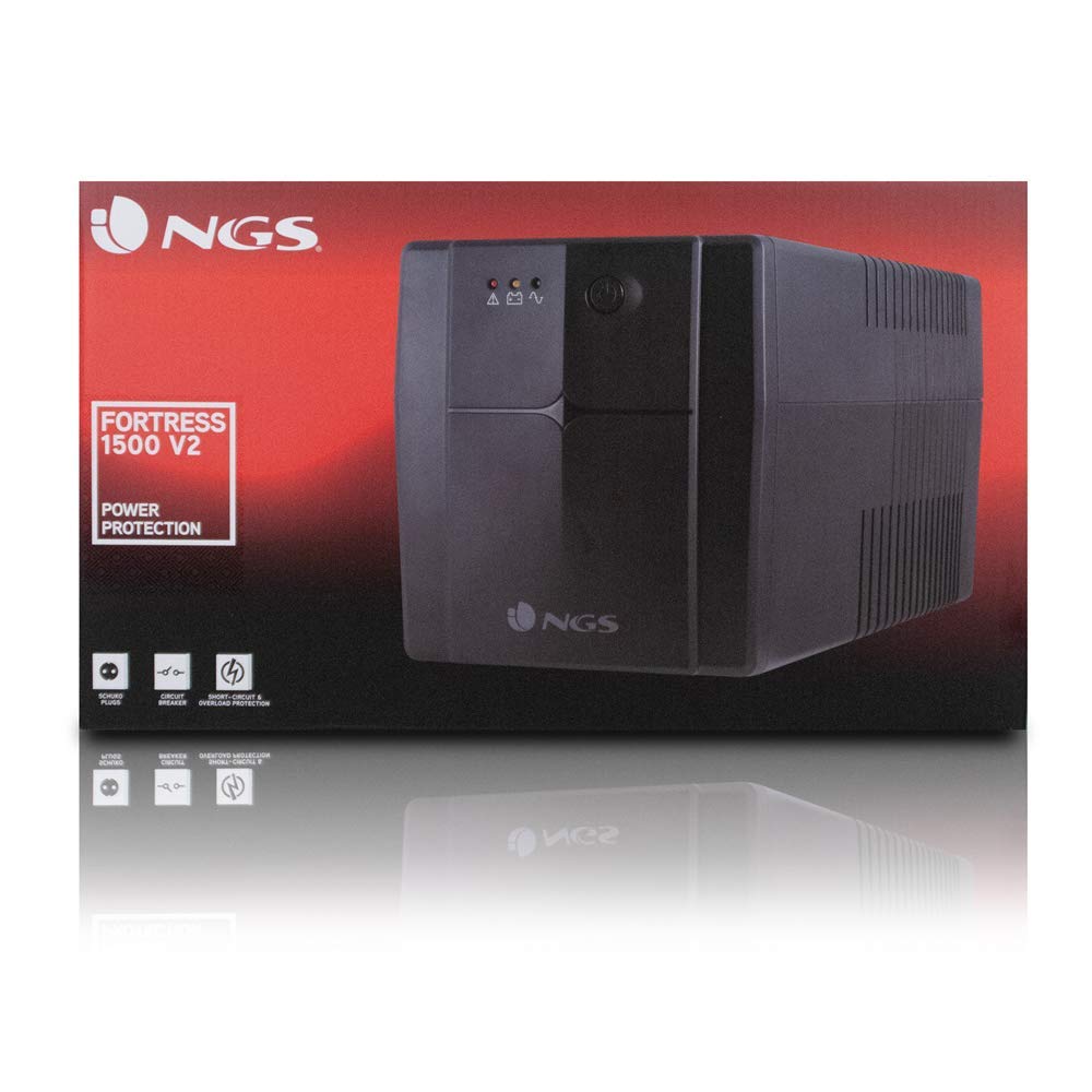 NGS FORTRESS1500V2 - Sistema de Alimentación Ininterrumpida SAI, Off Line UPS 1200 VA, Tensión Constante de Salida 720W para 4 Enchufes Schuko