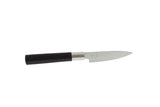 KAI Wasabi Black Juego de cuchillos 3 piezas - Cuchillo multiusos de 10 cm, Cuchillo multiusos de 15 cm, Santoku de 16,5 cm - Acero inoxidable 6A/1K6 pulido 58 (±1) HRC - Mango de polipropileno negro
