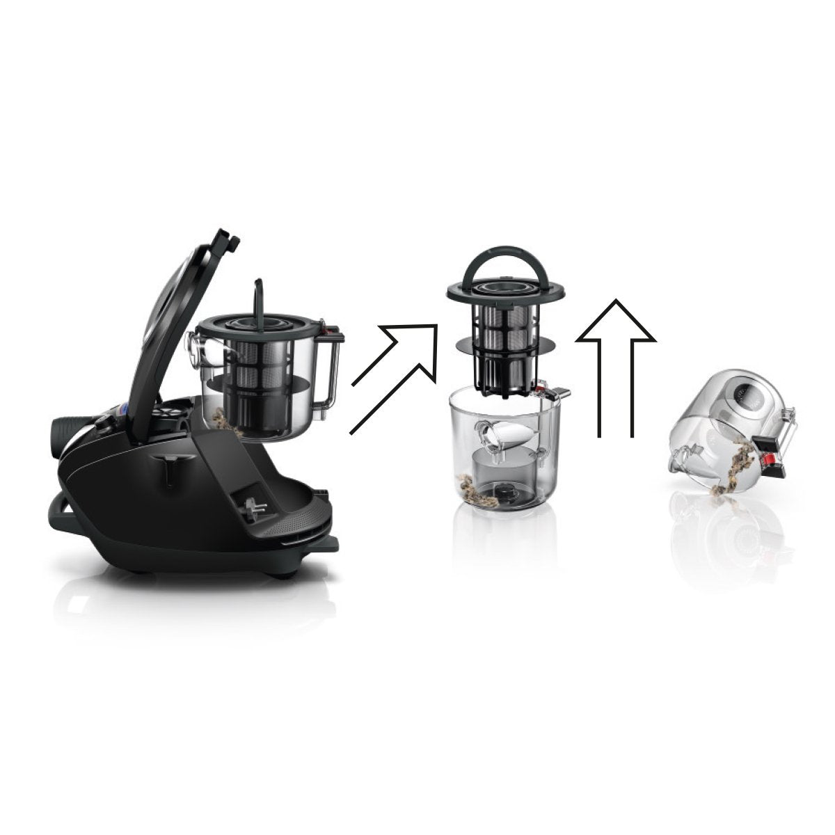 Bosch ProSilence Serie I 8 - Aspirador silencioso sin bolsa, con SmartSensorControl y sistema de autolimpieza inteligente, en negro