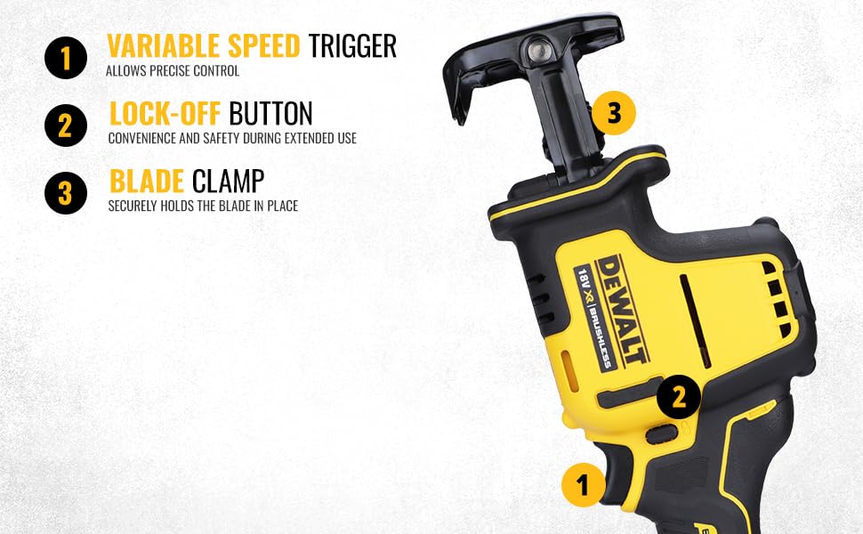 DEWALT Mini-Sierra Sable XR 18V sin cargador/batería, DCS369N-XJ