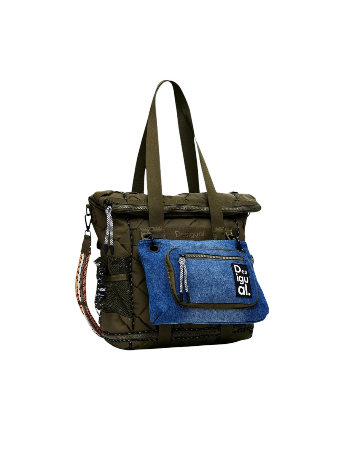 Desigual Accessories-Mochila Grande de Nailon, Nylon Backpack Big para Mujer, Verde, Einheitsgröße