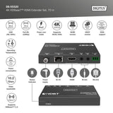 DIGITUS DS-55520 Extensor HDMI (HDBaseT) - UHD 4K/30 Hz - 40 m mediante cable LAN (HDBaseT 70 m) - Conjunto: emisor y receptor - IR infrarrojos, RS232 - HDCP 2.2/1.4 y HDBaseT 1.0
