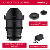 Samyang SA1514 - Lentes de Cámara Compatibles con 24MM T 1.5 MK2 MFT, Negro