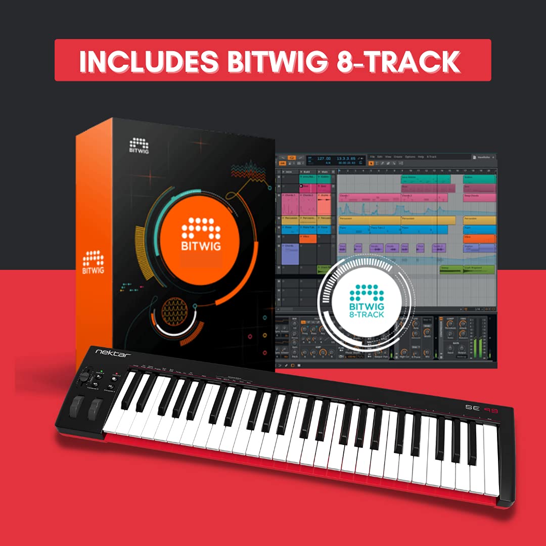 Nektar Controlador de teclado MIDI USB SE49 con integración Nektar DAW