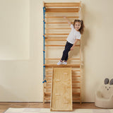 VEVOR 5 en 1 Juguetes de Escalada de Madera, Carga de 99,8 kg, Escalera Sueca de Pared con Barra de Dominadas, Anillos de Gimnasio, Escalera de Cuerda, Escalera de Pared, Tablero Deslizante