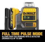 DEWALT DCE0811D1G-QW - Nivel Láser Autonivelante Verde, 2 Líneas 360°, Batería Li-Ion 2Ah XR 12V, Resistente IP65, Test de Caída 2m, Proyección Horizontal y Vertical, Incluye Pack de Batería 12V