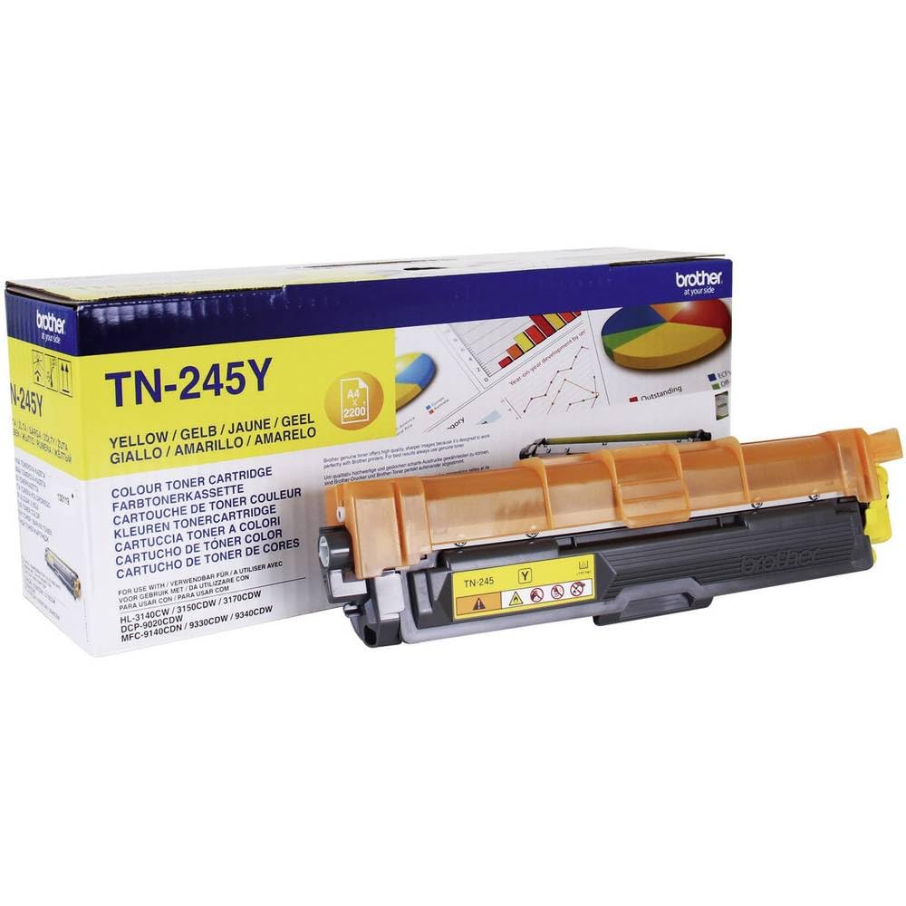 Brother TN245Y Cartucho de tóner amarillo de larga duración para las impresoras HL3140CW, HL3150CDW, HL3170CDW, DCP9015CDW, DCP9020CDW, MFC9330CDW, MFC9140CDN y MFC9340CDW
