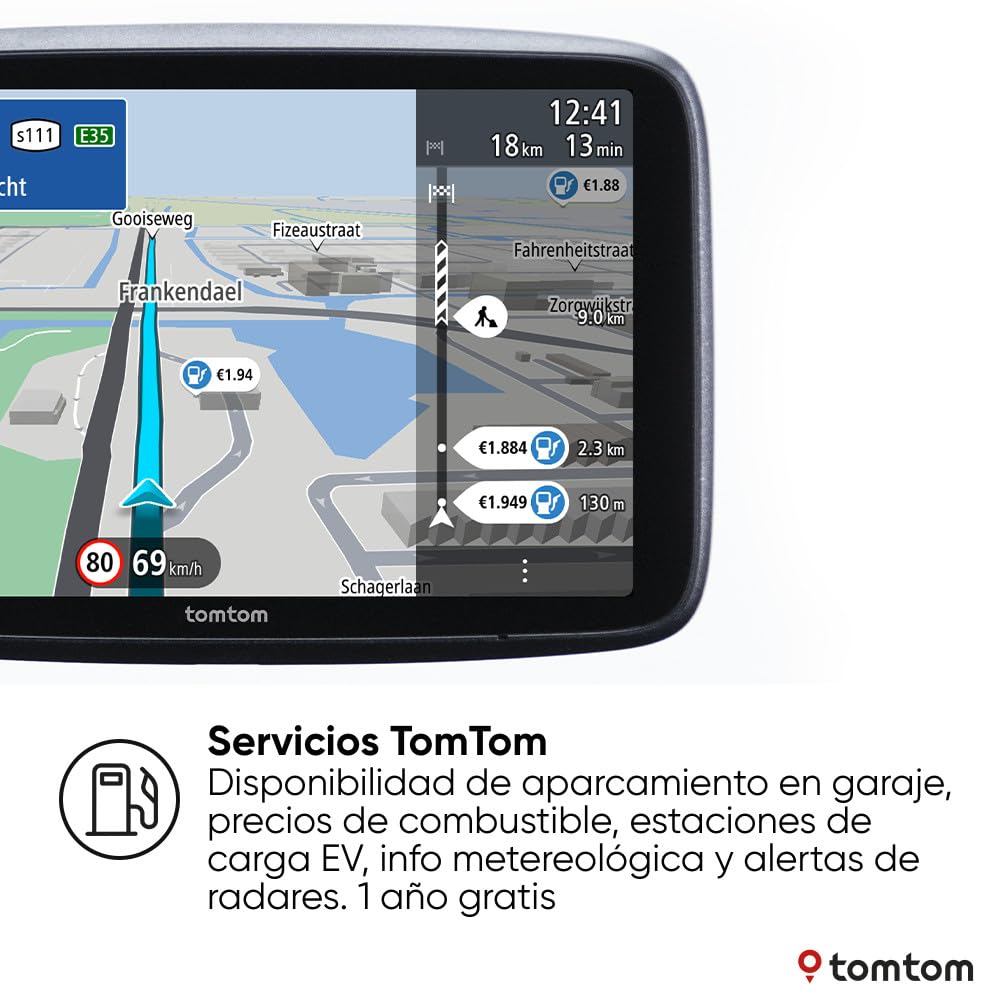 TomTom GPS para Coche Go Superior (7 Pulgadas, Estado del tráfico y alertas de radares Gracias a TomTom Traffic, mapas del Mundo, actualizaciones rápidas Mediante WiFi, Precio del Combustible)