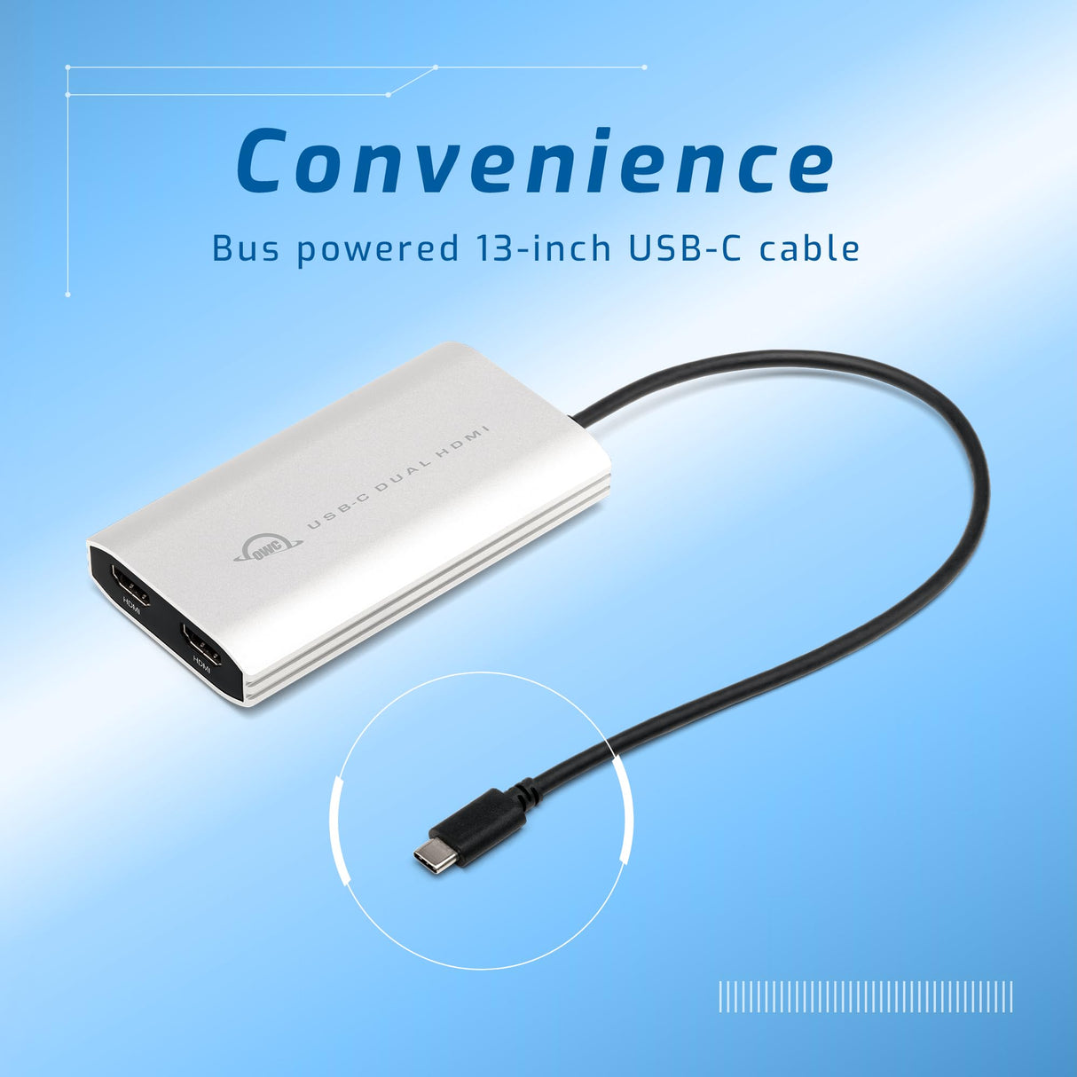 OWC Adaptador de pantalla USB-C dual HDMI 4K con DisplayLink, para Mac Apple Silicon M1 y M2 u otros Mac o PC con USB-C o Thunderbolt