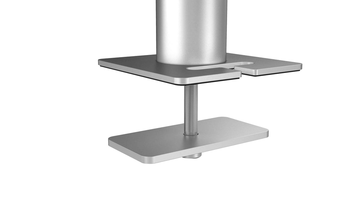 Durable Soporte de mesa Pro para 1 monitor de 21-27" y 1 tableta de 7-13", con paso de mesa, giratorio en 360°, inclinable, ajustable en altura, 508823, plata