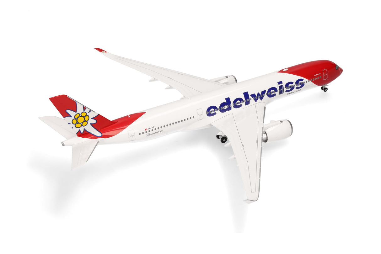 herpa Avión en Miniatura Edelweiss Air Airbus A350-900 – HB-IHF PIZ Bernina, a Escala 1:200, Pieza de colección, Modelo sin Base, plástico