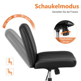 Sweetcrispy Silla de Oficina sin reposabrazos, Silla de Escritorio con Piel sintética, Silla de Lectura con cojín más Ancho para Sentarse en el Asiento de Sastre, Altura Regulable, Silla giratoria de