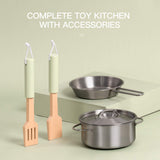 ROBUD Cocina Infantil de Madera con luz y Sonido, Juegos de Juguetes de Cocina para niños, Accesorios, Campana extractora, Horno microondas, para niños pequeños a Partir de 3 años