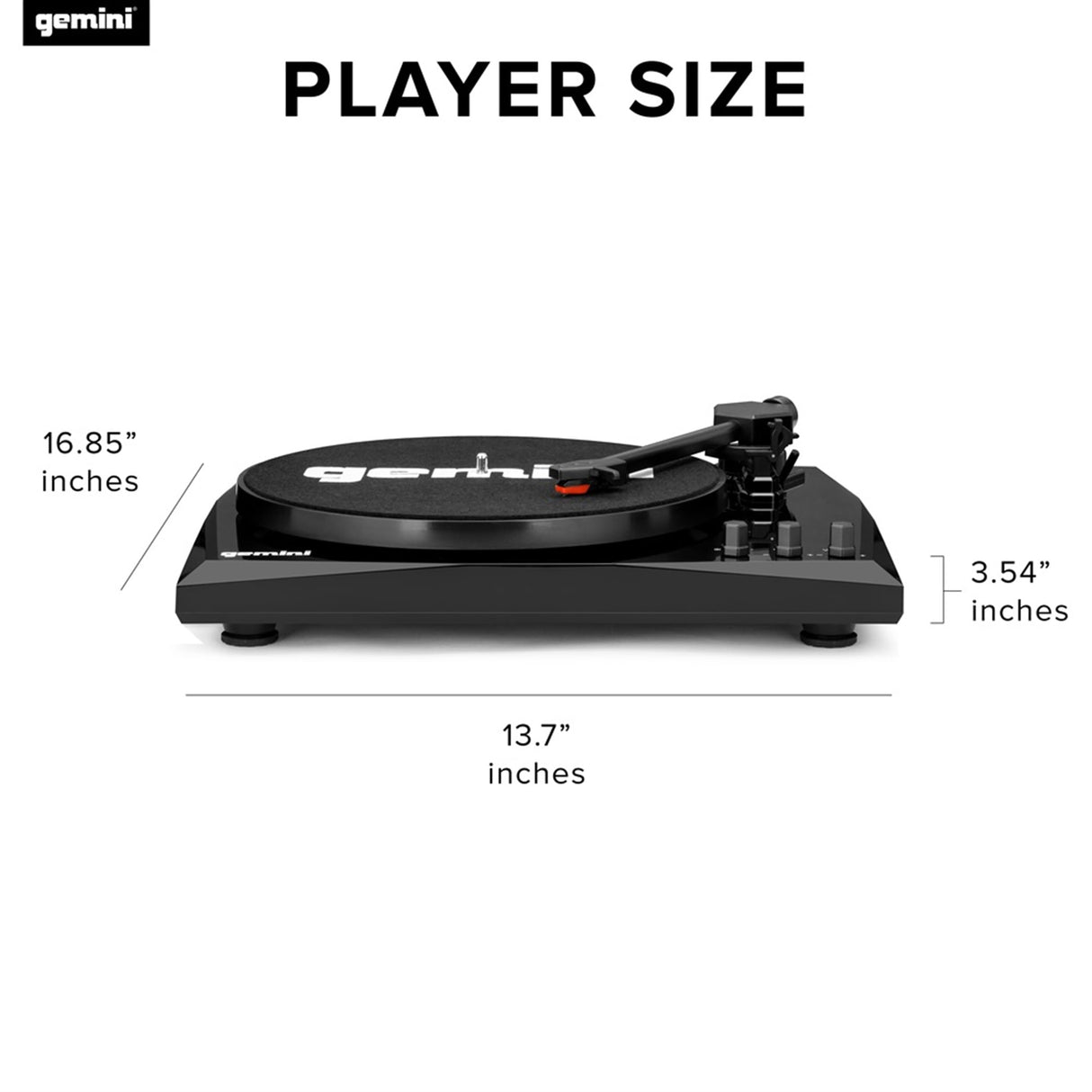 Gemini TT-900BB Stereo Turntable Music System - Belt Drive - Bluetooth input - Dual 50 Watt Stereo Speakers - Includes 45 Adapter (Black)