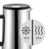 WMF Impulse - Termo 1L con Función Aislante Frío y Calor por 24h con Cierre a Presión, Acero Inoxidable Cromargan 18/10, Plateado