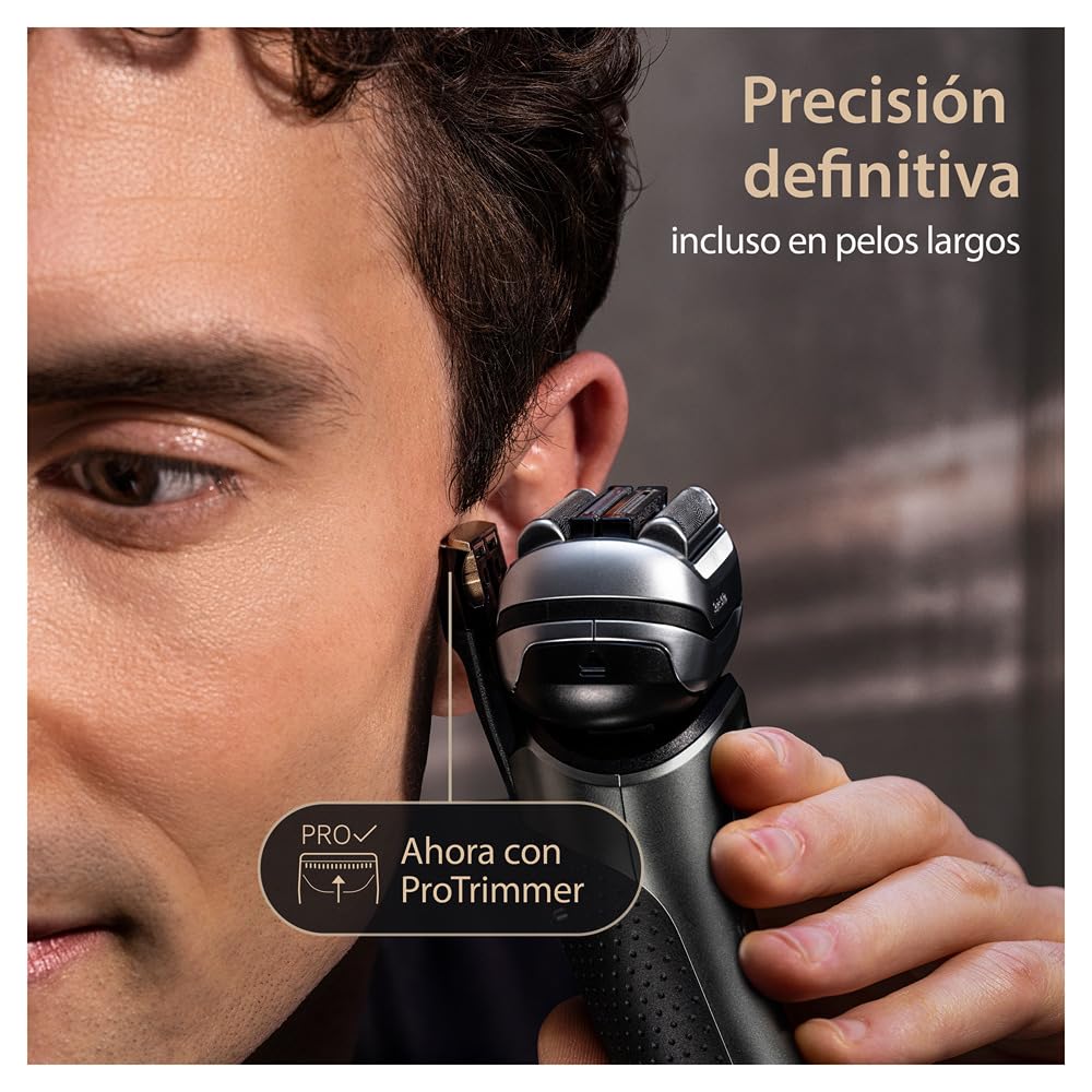 Braun Series 9 Pro+ Afeitadora Eléctrica Hombre, Máquina de Afeitar Barba Con Base De Carga y Funda De Viaje, En Seco Y En Mojado, 60 Min De Autonomía, 9517s, Plata