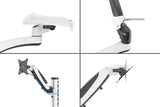 DIGITUS Estación de trabajo de pie-sentado, Soporte para monitor, Montaje en pared, 1x resorte de presión de gas 1x brazo articulado doble, 1 monitor, Hasta 27 pulgadas, VESA 75 x 75, 100 x 100, Negro