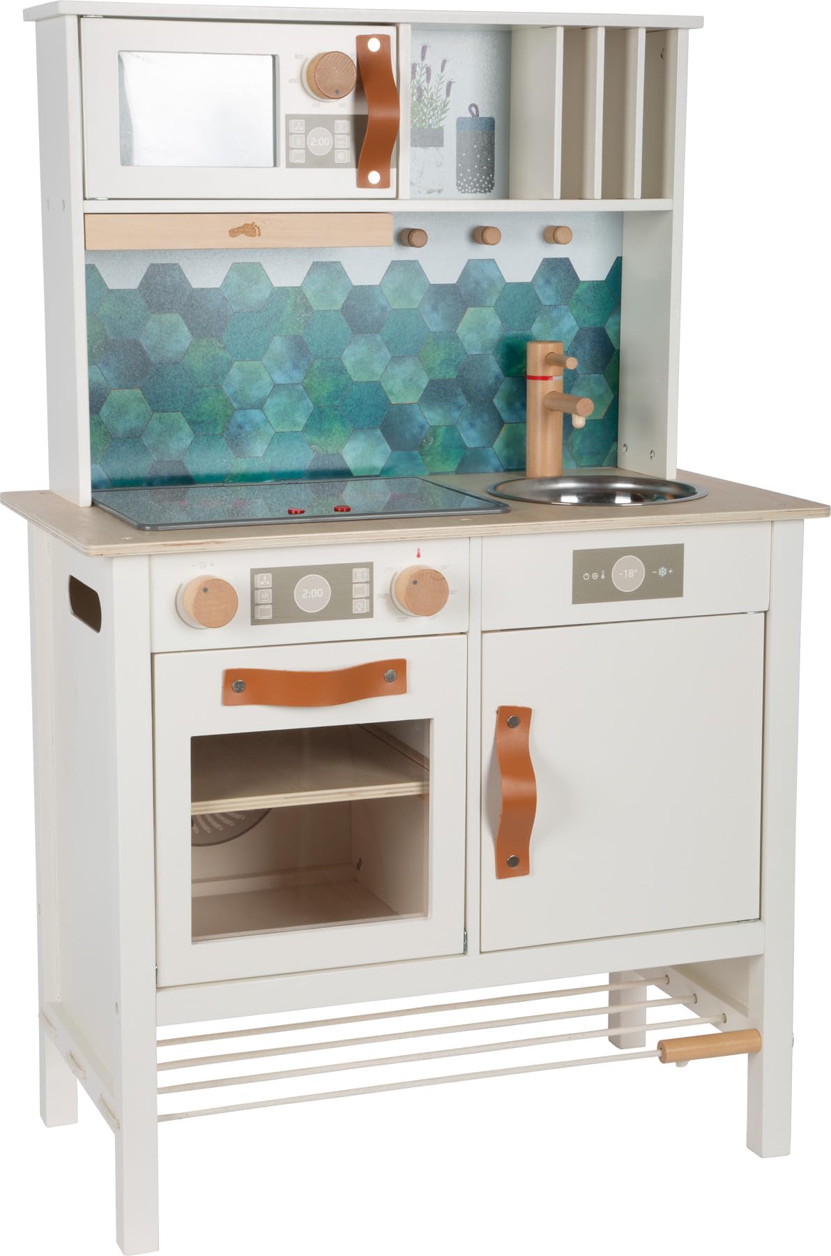 small foot Cocina Infantil Blanco Tasty, Madera Placa luz Sonido, Incl. Acc.de 5 Uni, de 3 años, 12673, Color Colorido