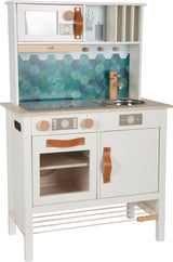 small foot Cocina Infantil Blanco Tasty, Madera Placa luz Sonido, Incl. Acc.de 5 Uni, de 3 años, 12673, Color Colorido