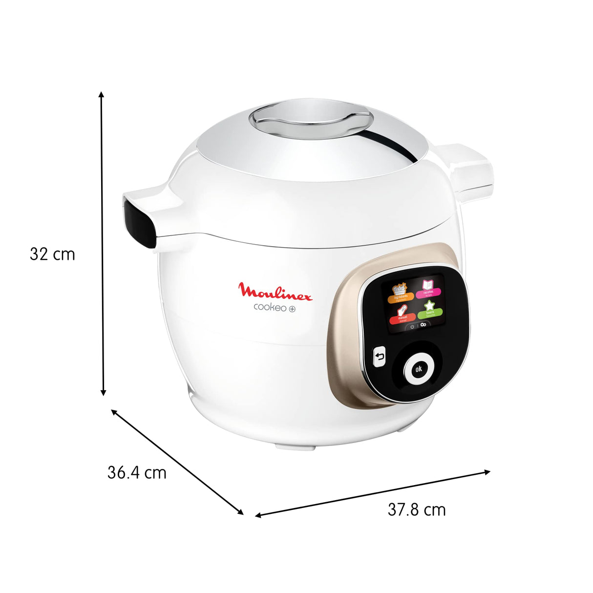 Moulinex, Cookeo - Multicooker inteligente 6L, 150 recetas integradas, cocción sin vigilancia, pantalla intuitiva, guía de cocción, aplicación MyMoulinex, 1600 W, blanco, 15 años reparabilidad
