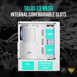 Boitier Moyen Tour ATX GAMDIAS Talos E3 Mesh RGB Avec panneaux vitrés (Blanc)