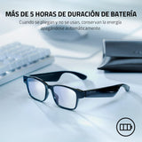 Razer Anzu - Gafas de sol con filtro de luz azul o de audio (rectángulo, grande) (sonido de baja latencia, diseño resistente al agua IPX4, micrófono y altavoces incorporados) Negro