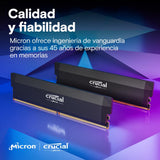 Crucial Pro RAM DDR5 64GB (2x32GB) 6400MHz CL40, Overclocking Gaming, Intel XMP 3.0 / AMD Expo, PC Memoria, Negro - CP2K32G64C40U5B