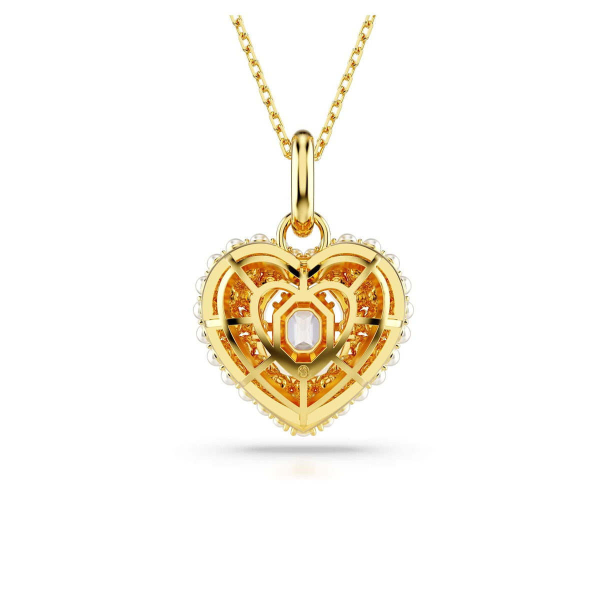 Swarovski Colgante Hyperbola, Corazón, Blanco, Baño tono oro