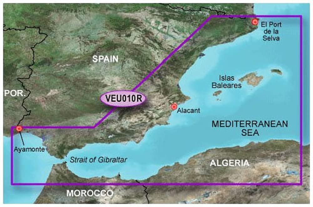 Garmin - Bluechart G2 Vision Spain Mediterranean Coast, Color veu010r