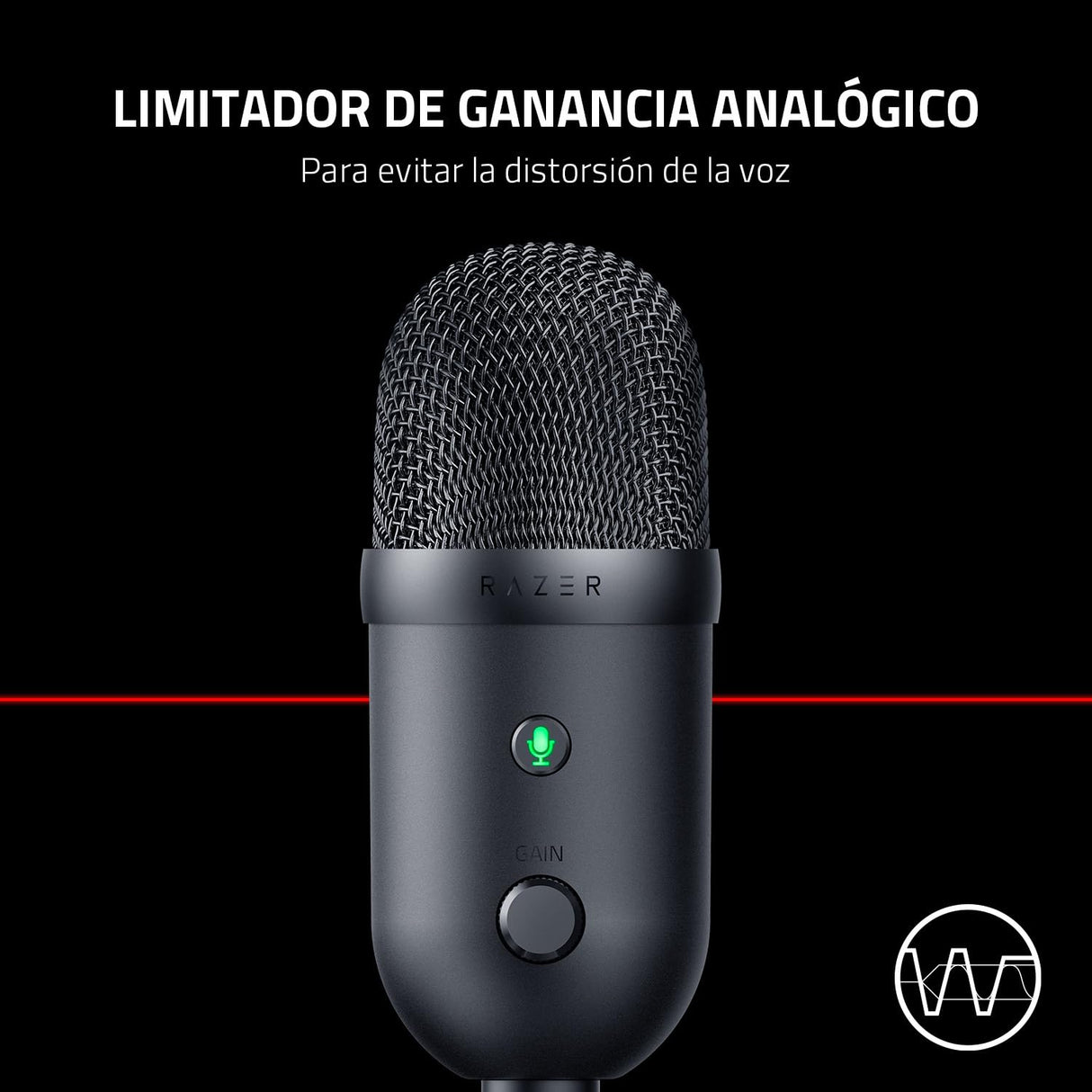 Razer Seiren V2 X - USB-Mikrofon für Streamer (25-mm Mikrofon, Supernieren-Richtcharakteristik, Verstärkungsbegrenzer, Mikrofonüberwachung, Schockdämpfer) Noir