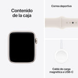 Apple Watch SE de 2.ª generación GPS + Cellular Smartwatch con caja de aluminio en Blanco estrella, 44 mm y Correa deportiva Blanco estrella-Talla M/L.Monitores de entreno y sueño, resistencia al agua