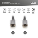DIGITUS USB-C AOC Cable de conexión AV de fibra óptica híbrida - USB 3.1 - Displayport 1.2 - DP Alt-Mode - Plug&Play - Cable de audio/vídeo - 10m - negro