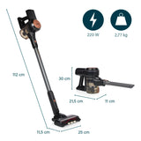 Princess Dynamic Storm 339390 - Potente Motor sin escobillas - Vaciado higiénico del depósito - 30 Minutos de Limpieza sin Cables - Cepillo motorizado - LED - posición de Espera - Modo portátil