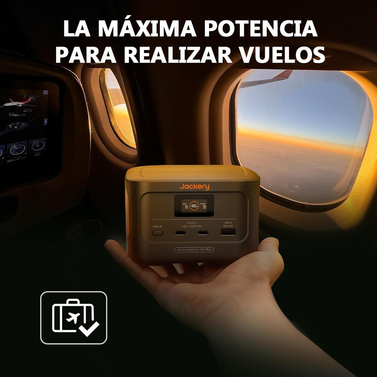 Mini Estación de Energía Portátil Jackery Explorer 100 Plus, 99Wh/31000mAh Batería LiFeP04 Duradera, 3 Puertos USB-A/C 128W Salida Max, Tamaño de Palma de mano para Viajes de Negocios, Excursiones
