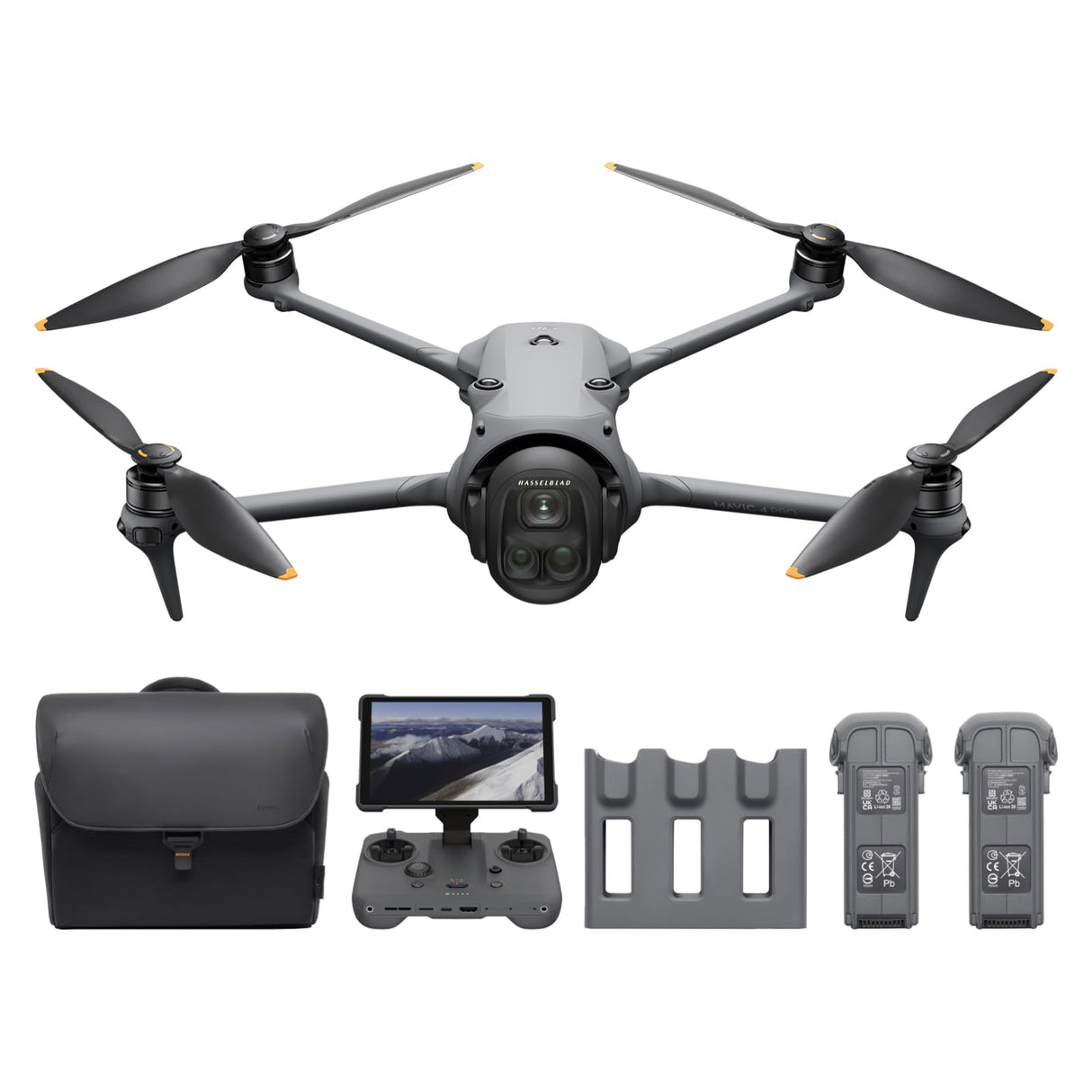 Pack para Creadores DJI Mavic 4 Pro 512 GB con DJI RC Pro 2, dron tricámara insignia con cámara Hasselblad de 100 MP y sensor CMOS 4/3, 51 min de tiempo de vuelo, tres baterías, centro de carga