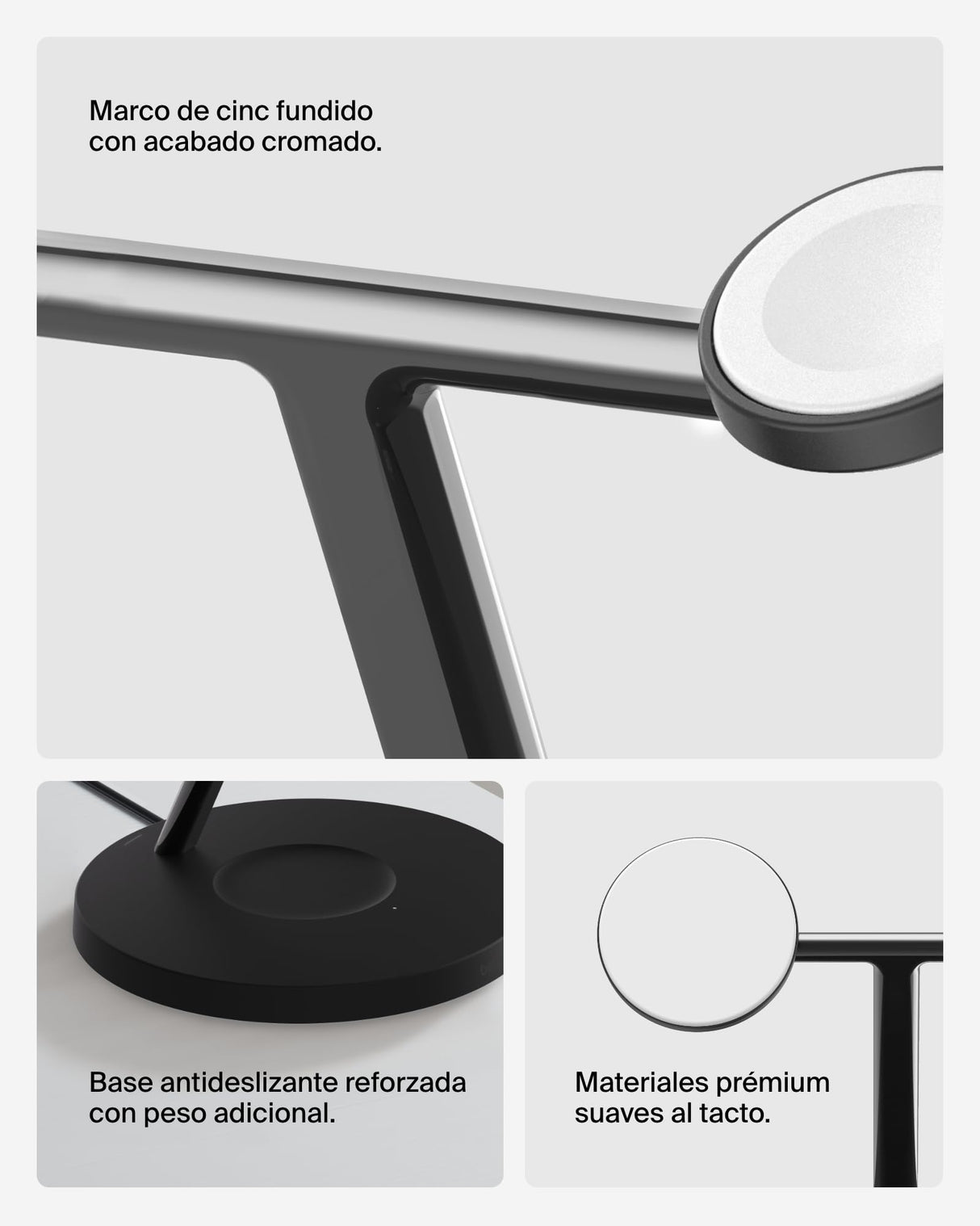 Belkin BoostCharge Cargador Qi2 3 en 1, estación de Carga inalámbrica con MagSafe, Base de Carga Qi2 para iPhone 16 Series, Apple Watch, AirPods, Soporte Antideslizante, Fuente de alimentación, Negro