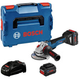 Bosch Professional 18V System GWS 18V-10 PSC - Amoladora angular a batería (Brushless, Ø 125 mm, vel. regulable 4500 - 9000 rpm, Connectivity, hombre muerto, 2 baterías ProCORE 5.5Ah, en L-BOXX)