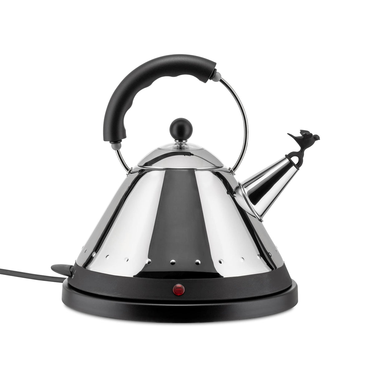 Alessi MG32 AZ - Hervidor de agua eléctrico e inalámbrico, acero inoxidable y mango de poliamida, color negro
