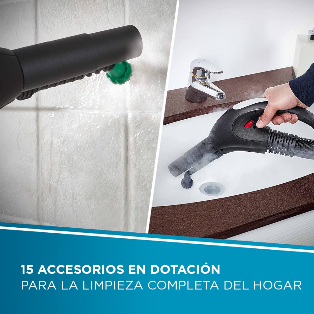 Polti Vaporetto Lecoaspira FAV80 Turbo Intelligence, Limpiador a Vapor y Aspirador con Filtro de Agua, Función Eco, Presión Máxima 6 Bar, Potencia 2450 W, 15 Accesorios Incluidos, Blanco y Verde