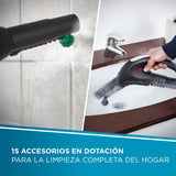 Polti Vaporetto Lecoaspira FAV80 Turbo Intelligence, Limpiador a Vapor y Aspirador con Filtro de Agua, Función Eco, Presión Máxima 6 Bar, Potencia 2450 W, 15 Accesorios Incluidos, Blanco y Verde