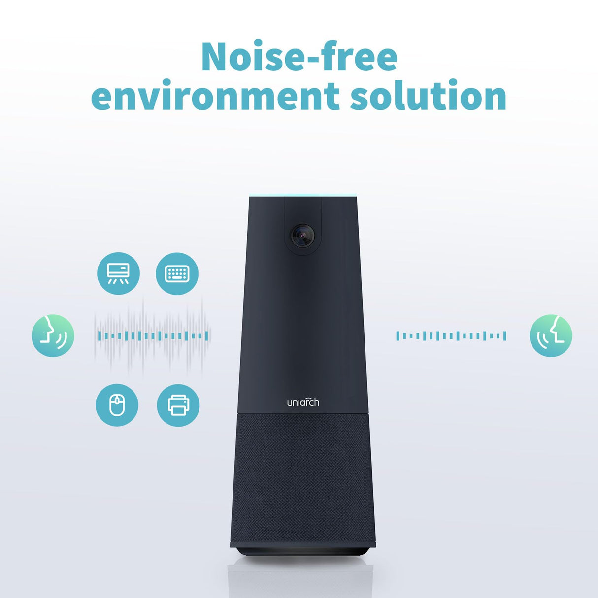 Uniarch Conferencing Camera with Build-in Microphone&Speaker, 2K Conferencing Webcam with Noise-Cancellation, All-in-One, 115° Wide-Angle Quad HD Webcam, USB Plug&Play, Speakerphone Meeting System